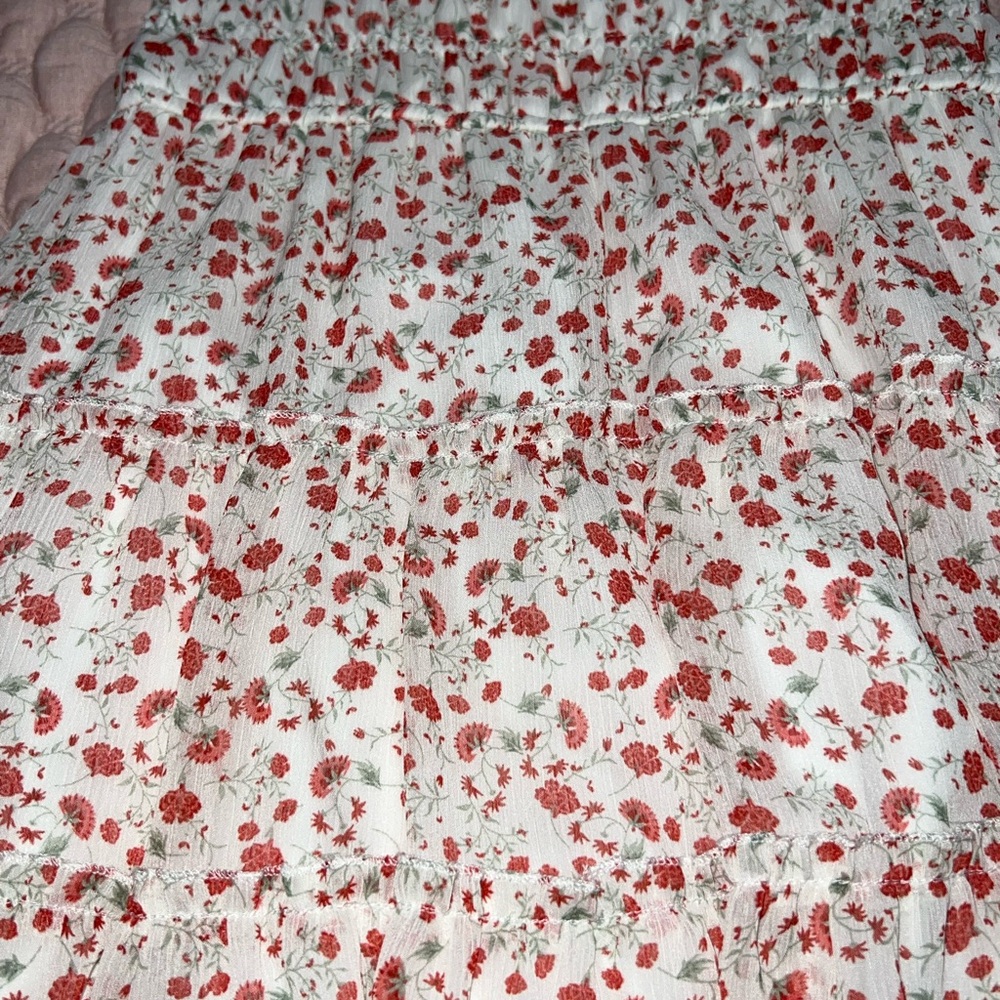 trixxi white ruffle tiered floral puff sleeve dress - Picture 7 of 8